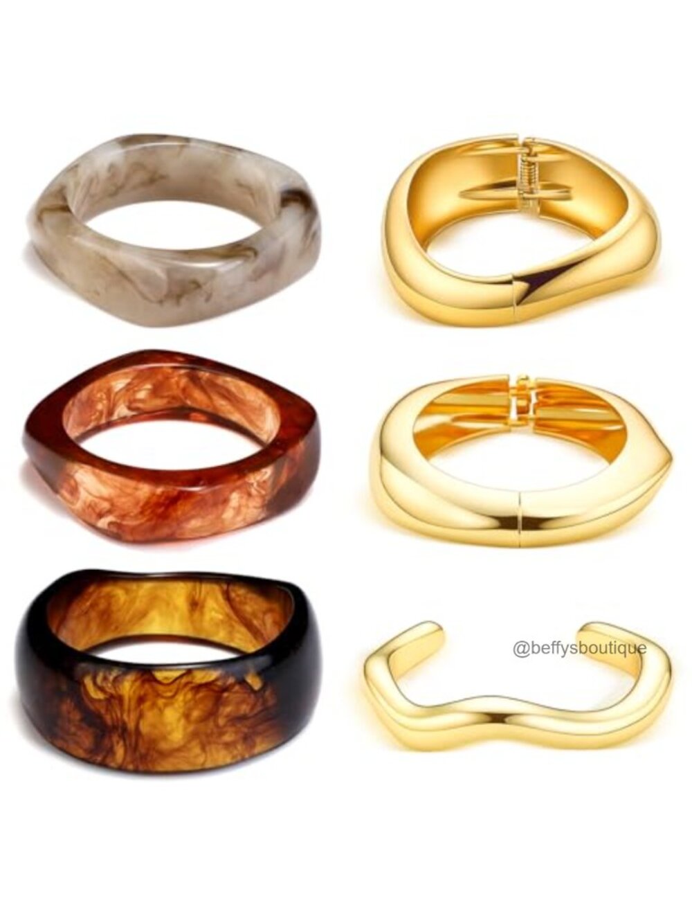 Chunky Gold Resin Bangle Set Acrylic Stackable Bracelets